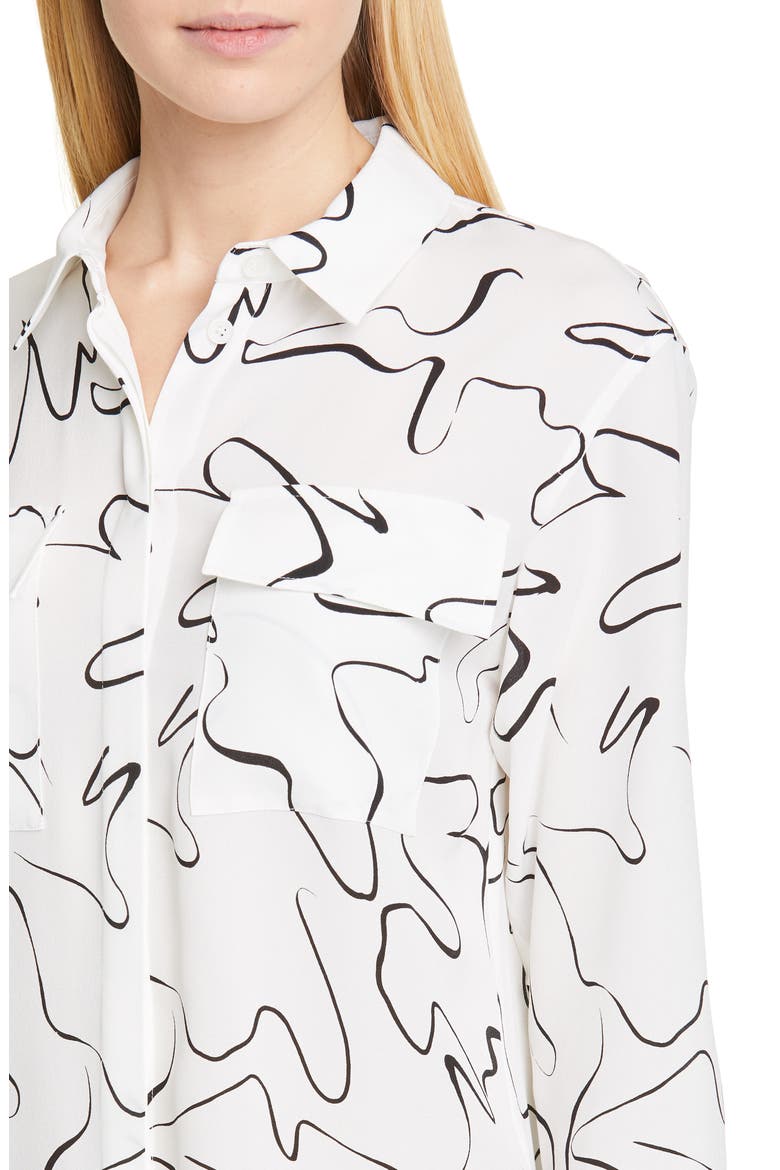 Zora Scribble Print Silk Blouse, Alternate, color, CLOUD MULTI