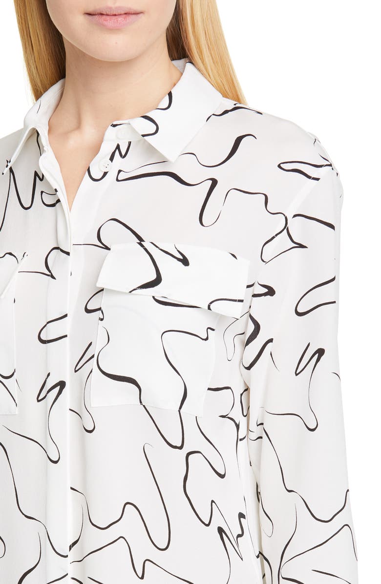 Lafayette 148 New York Zora Scribble Print Silk Blouse, Alternate, color,