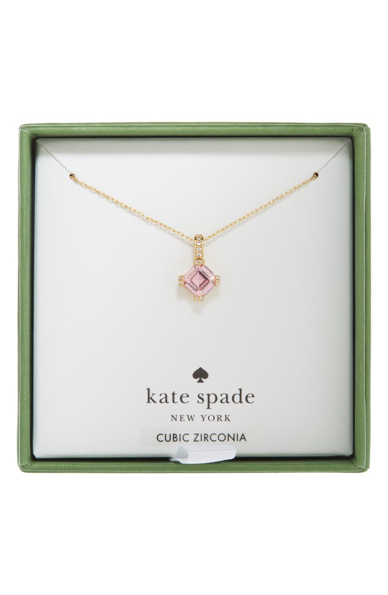 Kate Spade New York mini crystal & cz pendant necklace, Main, color, Pink/ Gold