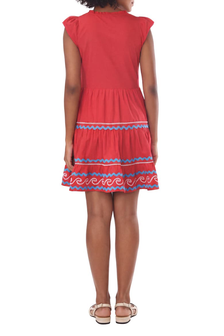 Floss Rickrack Ribbon Cotton Dress, Alternate, color, RED