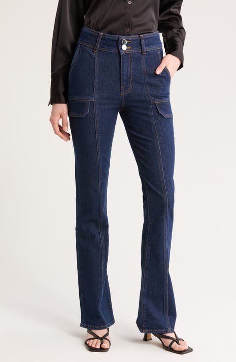 Charles High Waist Pocket Flare Leg Jeans (Park Rinse)