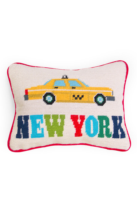 Jet Set Needlepoint New York Pillow
