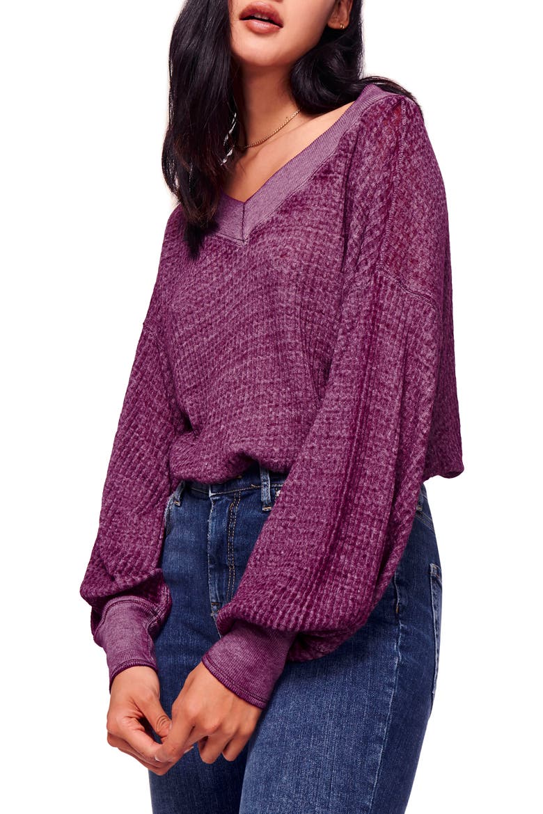 We the Free by Free People South Side Thermal Top, Main, color, VIOLET