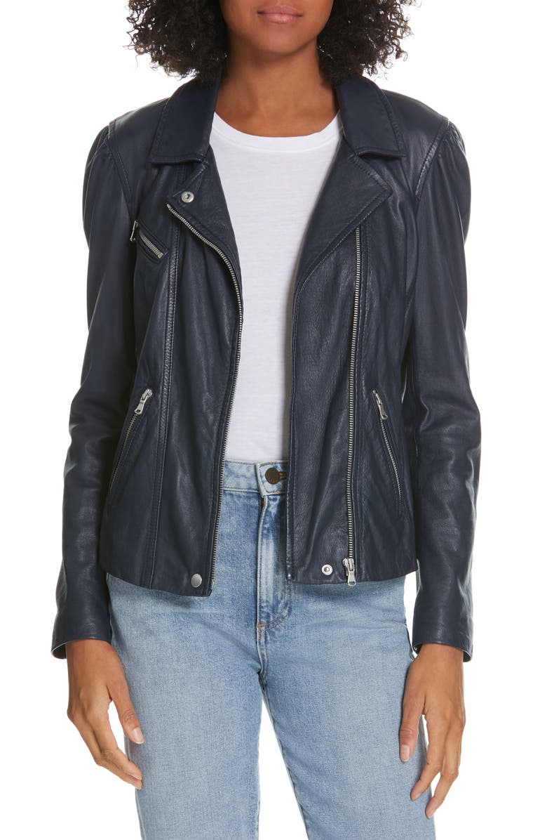 Rebecca Taylor Leather Biker Jacket, Main, color, 