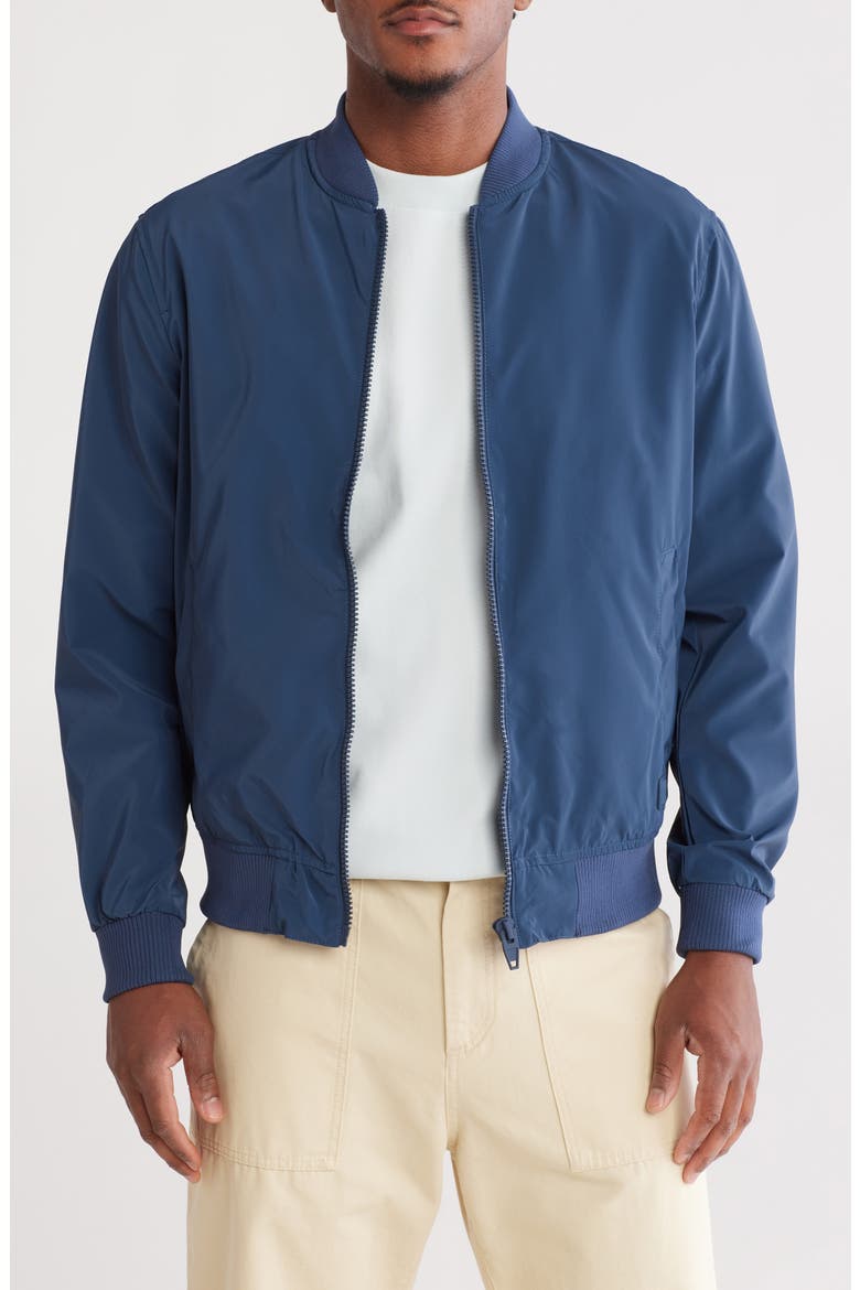 Satin Bomber Jacket, Main, color, BLUE
