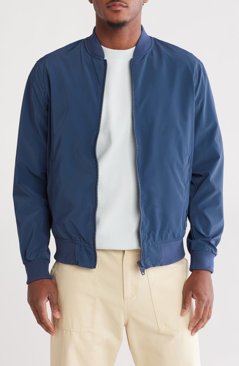 DENIM AND FLOWER Satin Bomber Jacket, Main, color, 