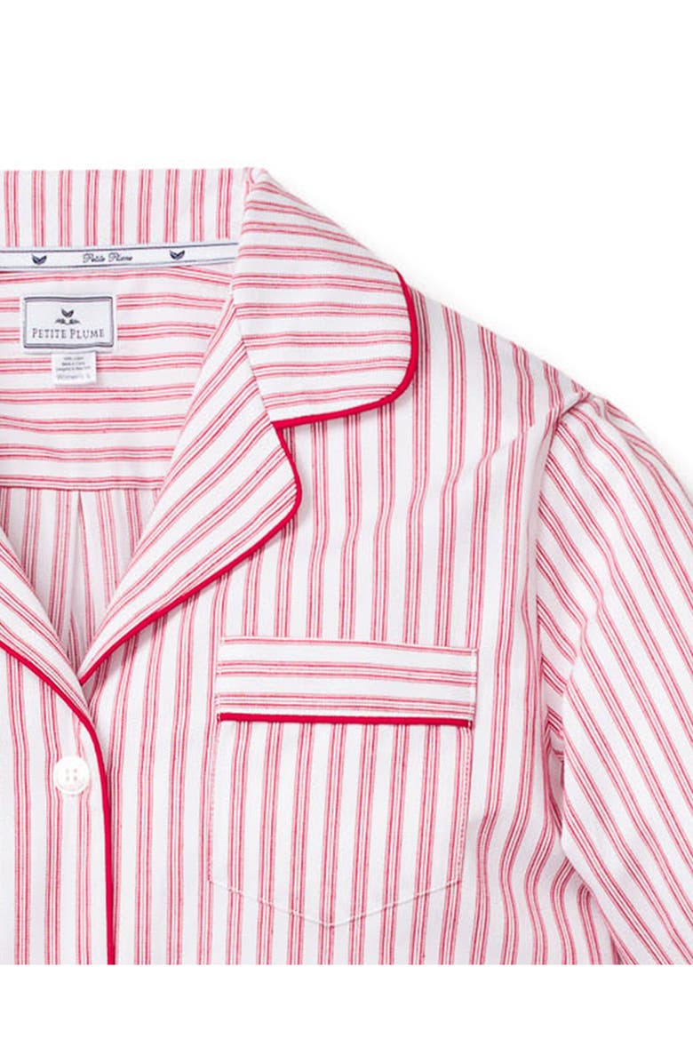 Petite Plume Red Ticking Stripe Pajamas, Alternate, color, Red