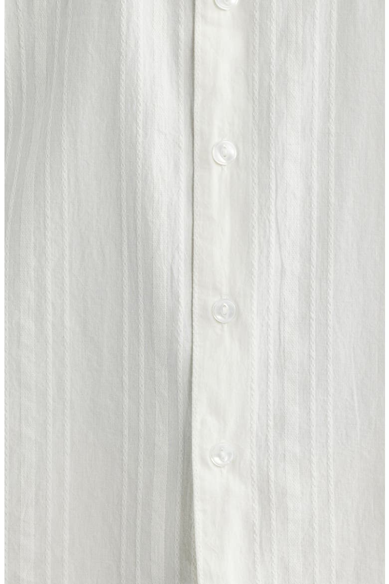 The Vintage Embroidered Stripe Short Sleeve Cotton Button-Up Shirt, Alternate, color, OFF WHITE JACQUARD STRIPE