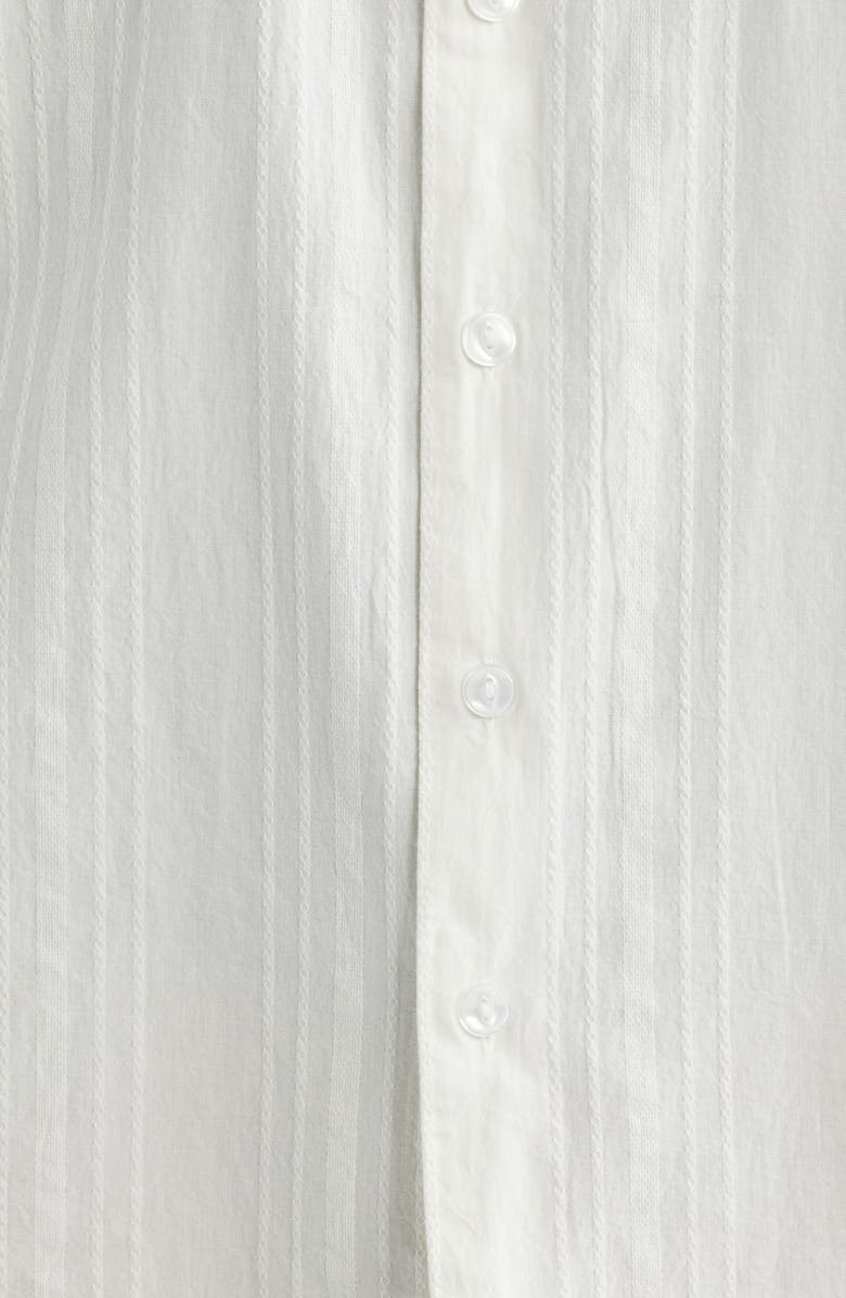 Brixton The Vintage Embroidered Stripe Short Sleeve Cotton Button-Up Shirt, Alternate, color, Off White Jacquard Stripe