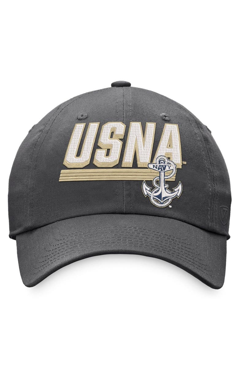 TOP OF THE WORLD Men's Top of the World Charcoal Navy Midshipmen Slice Adjustable Hat, Alternate, color, 