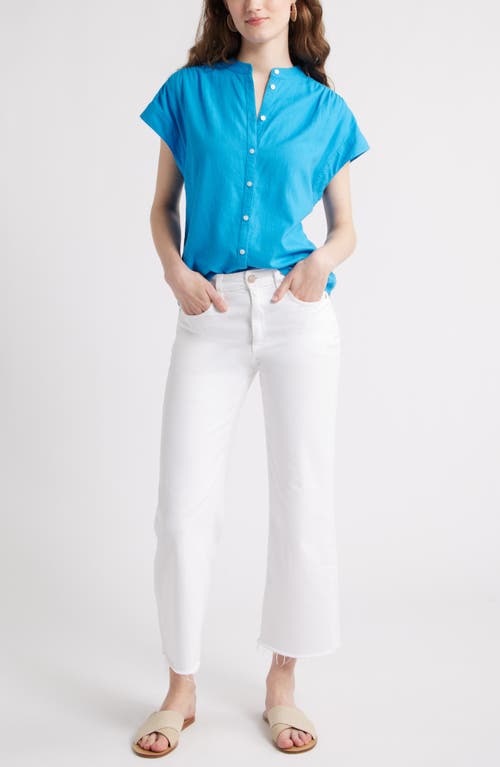 Caslonr Caslon(r) Easy Cap Sleeve Linen Blend Button-up Shirt