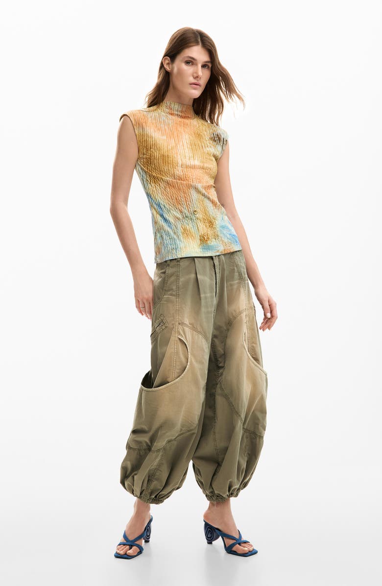 Desigual Tie Dye Funnel Neck T-Shirt, Alternate, color, 