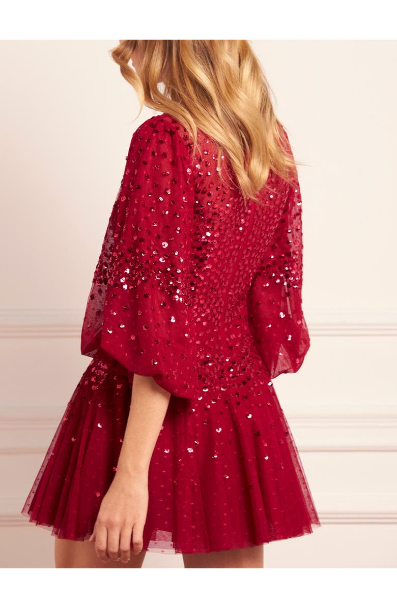 Needle & Thread Scallop Sequin Mini Dress, Alternate, color, Red