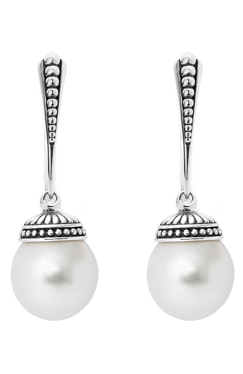 LAGOS Luna Freshwater Pearl Drop Earrings, Alternate, color, Silver/ Pearl