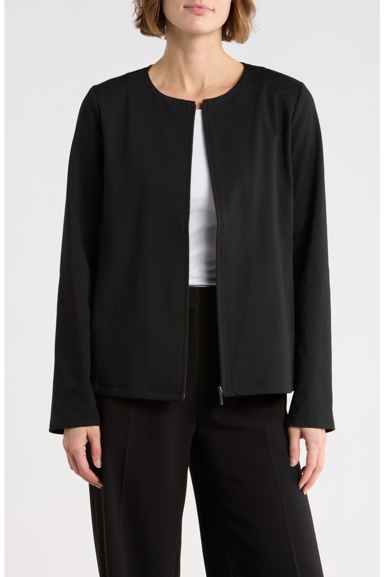 Cotton Blend Ponte Full Zip Jacket, Main, color, BLACK