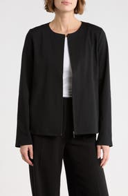 Eileen Fisher Cotton Blend Ponte Full Zip Jacket