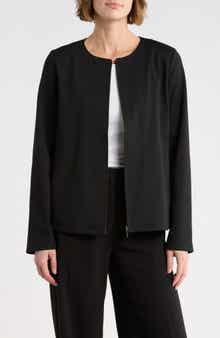Eileen Fisher Cotton Blend Ponte Full Zip Jacket