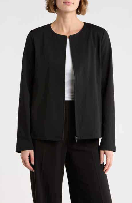 Eileen Fisher Cotton Blend Ponte Full Zip Jacket