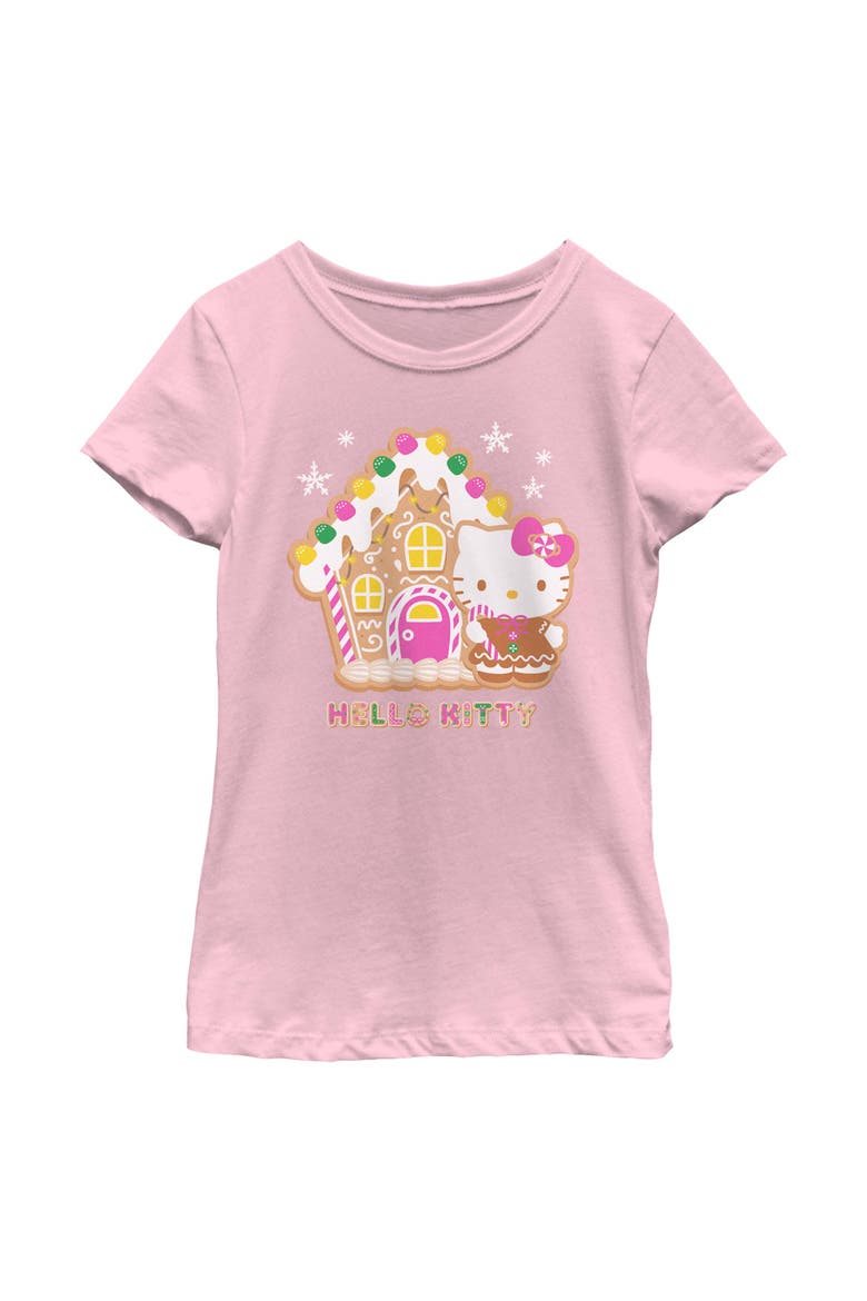 Girl's Hello Kitty Gingerbread House and Kitty  Graphic T-Shirt, Main, color, Light Pink
