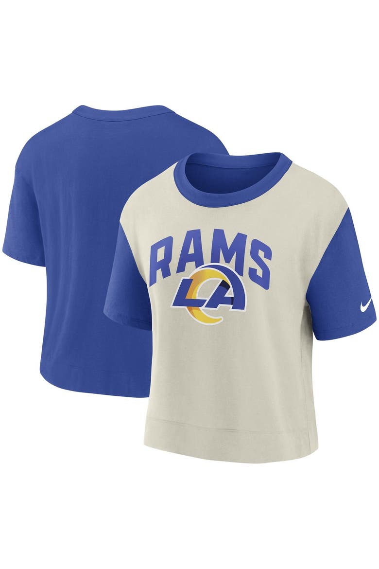 Women's Nike Royal/Bone Los Angeles Rams High Hip Fashion T-Shirt, Main, color, Royal