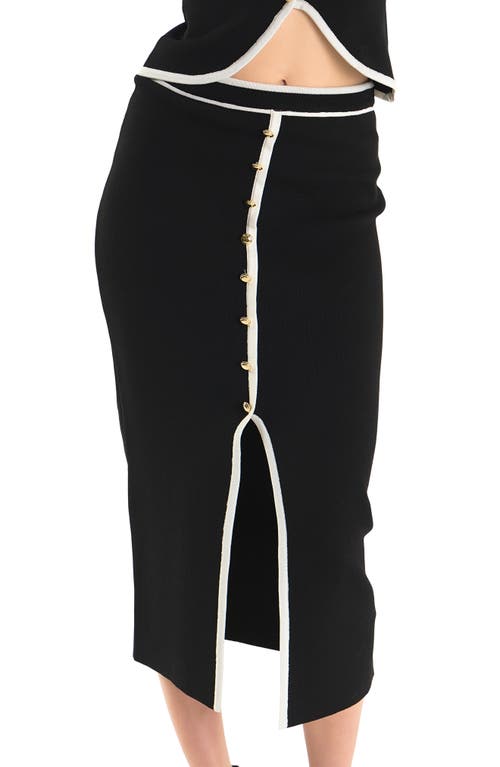 Endless Rose Contrast Front Slit Maxi Sweater Skirt