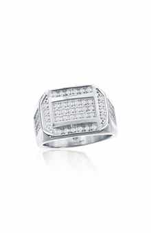 BLACKJACK Men's Cubic Zirconia Signet Ring