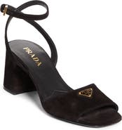 Prada Block Heel Ankle Strap Sandal