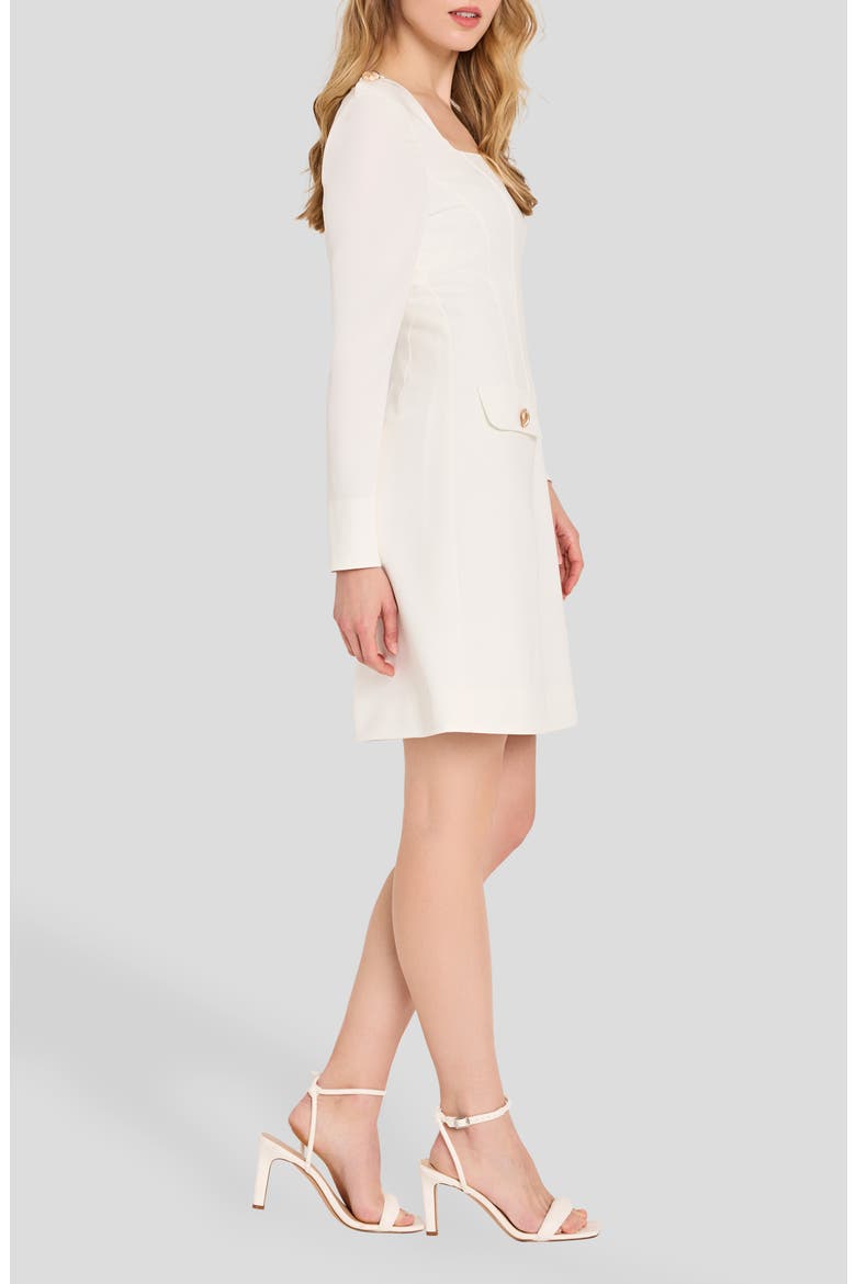 Long Sleeve Crepe Sheath Dress, Alternate, color, IVORY