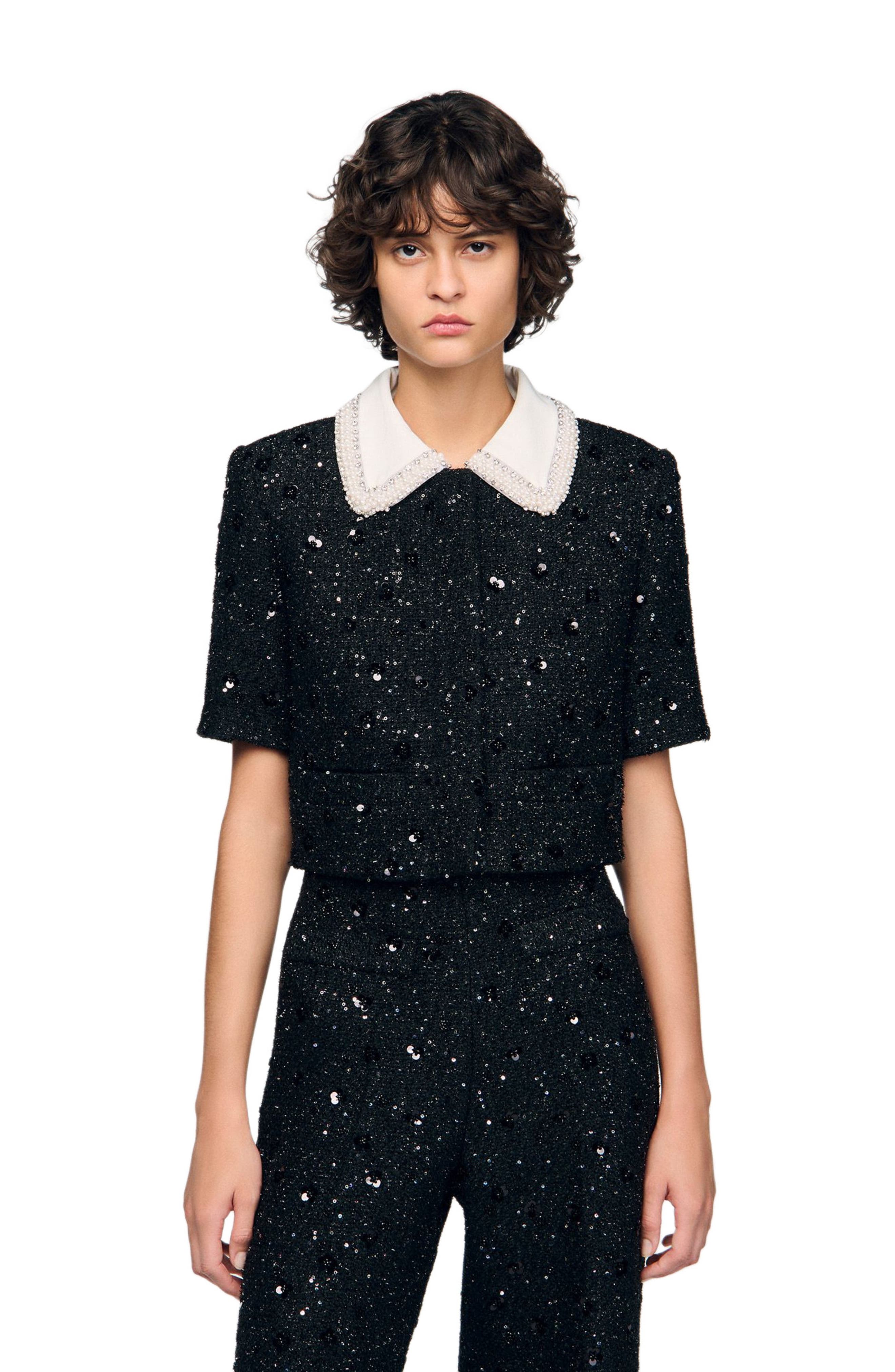 Removable rhinestone collar jacket