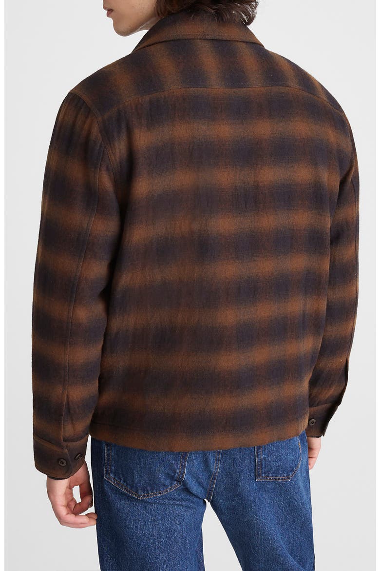 Ombré Check Flannel Zip Jacket, Alternate, color, OMBRE CHECK NAVY AND BROWN