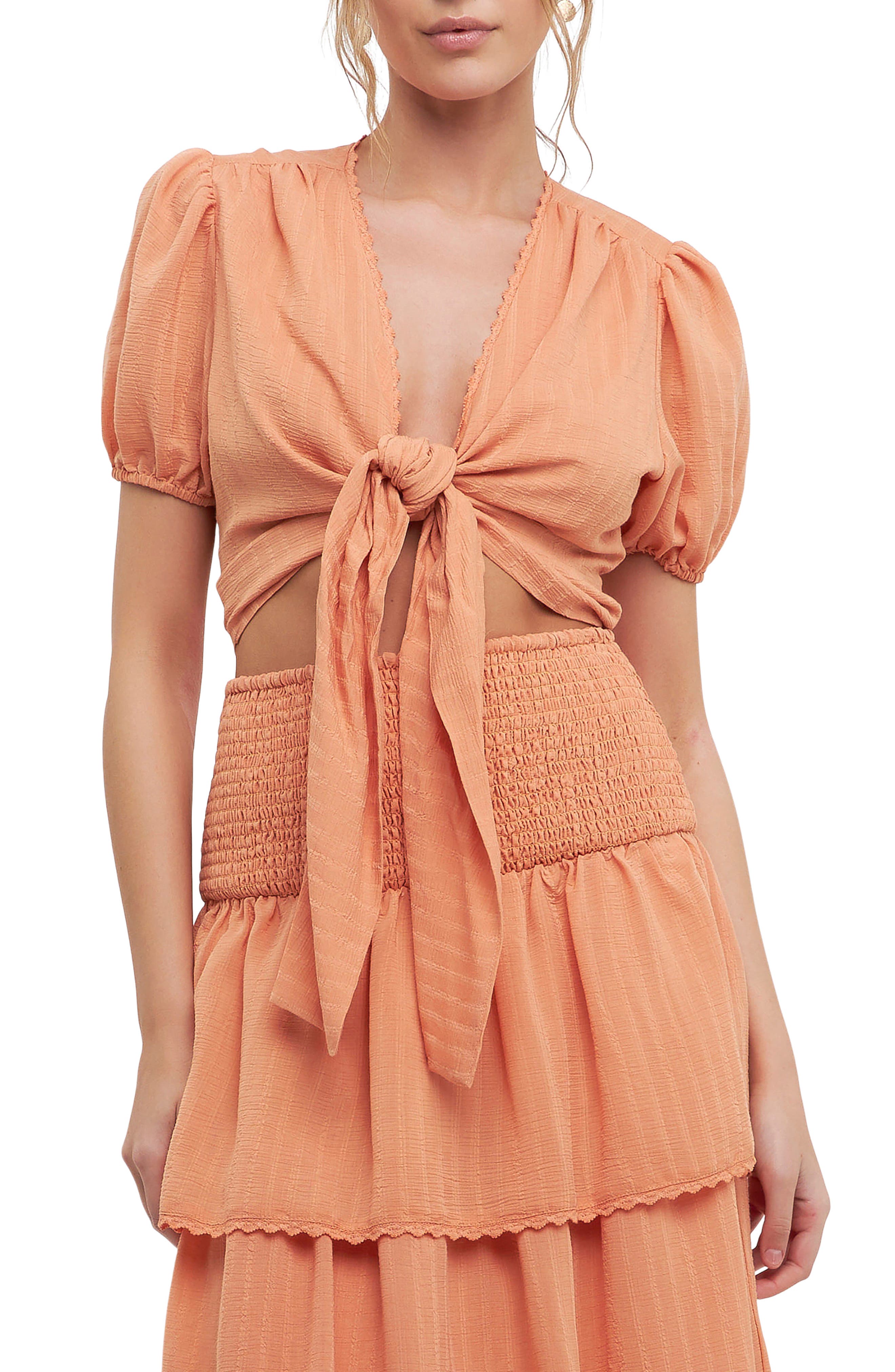 Free the Roses Tie Front Crop Top