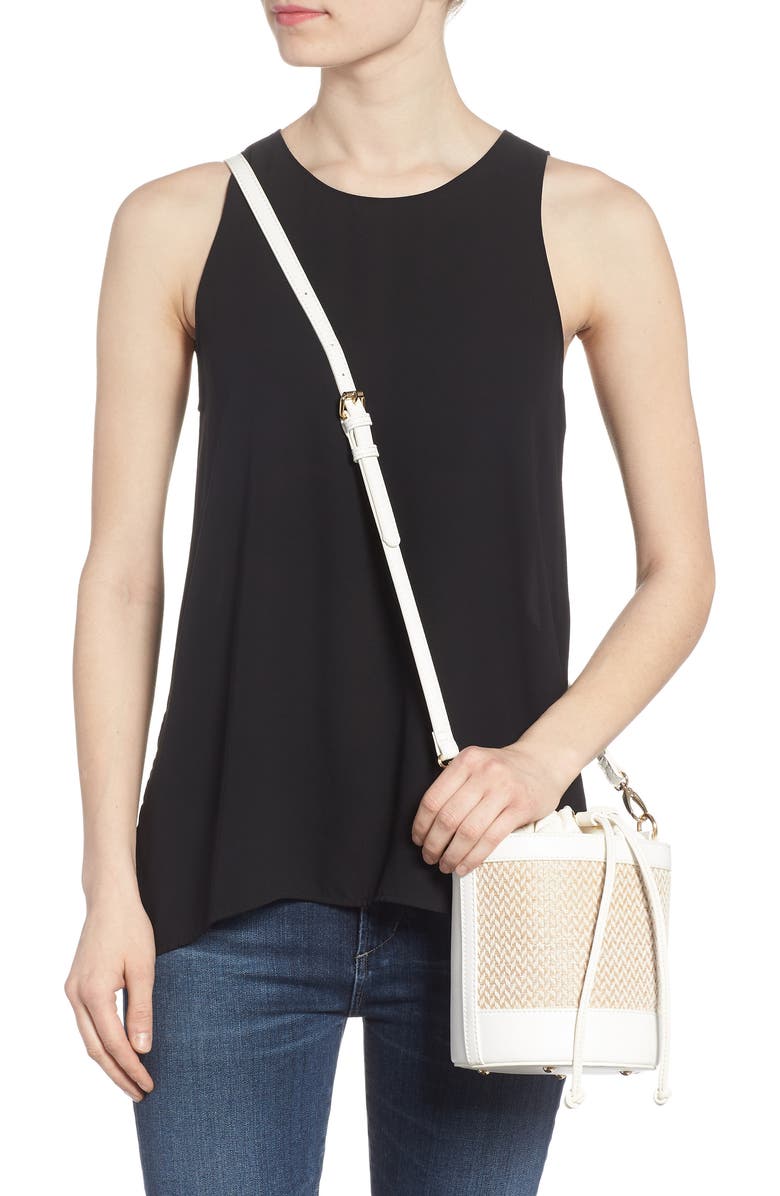 Leith Straw & Faux Leather Bucket Bag, Alternate, color,