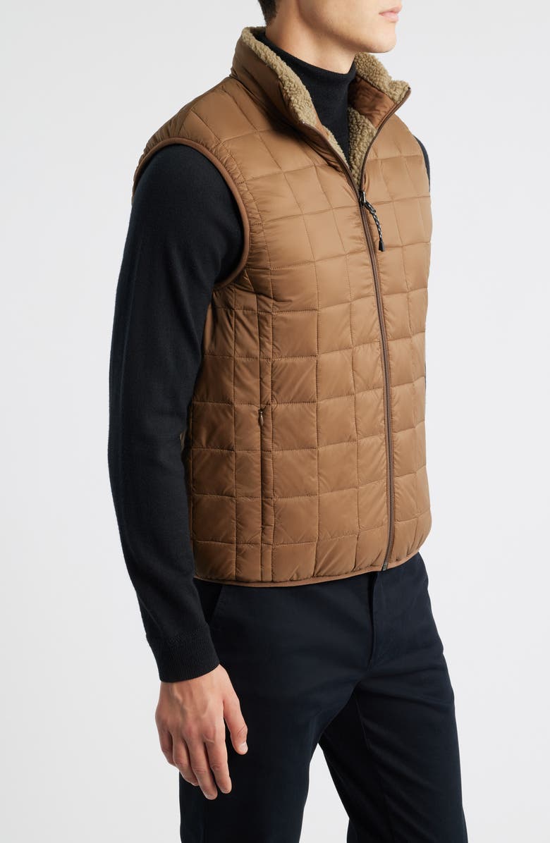 TAION Reversible High Pile Fleece & 800 Fill Power Down Quilted Vest, Alternate, color, Light Brown/ Beige