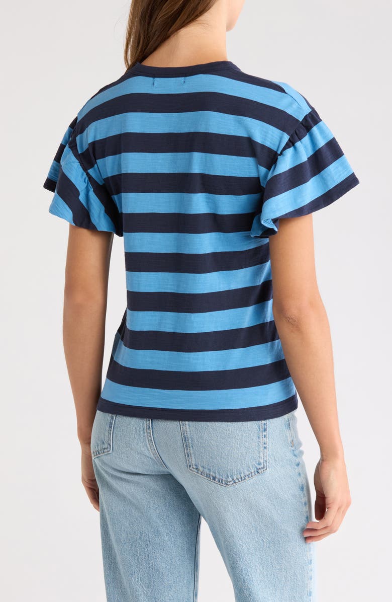 Nation LTD Camille Stripe Ruffle Sleeve Cotton T-Shirt, Alternate, color,