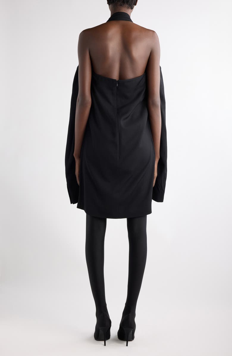 Suspended Cape Sleeve Wool Blend Blazer Dress