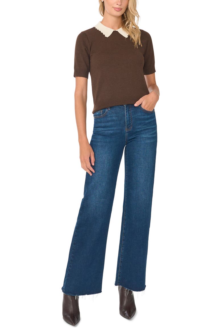 Scallop Trim Collar Sweater, Alternate, color, RICH HICKORY