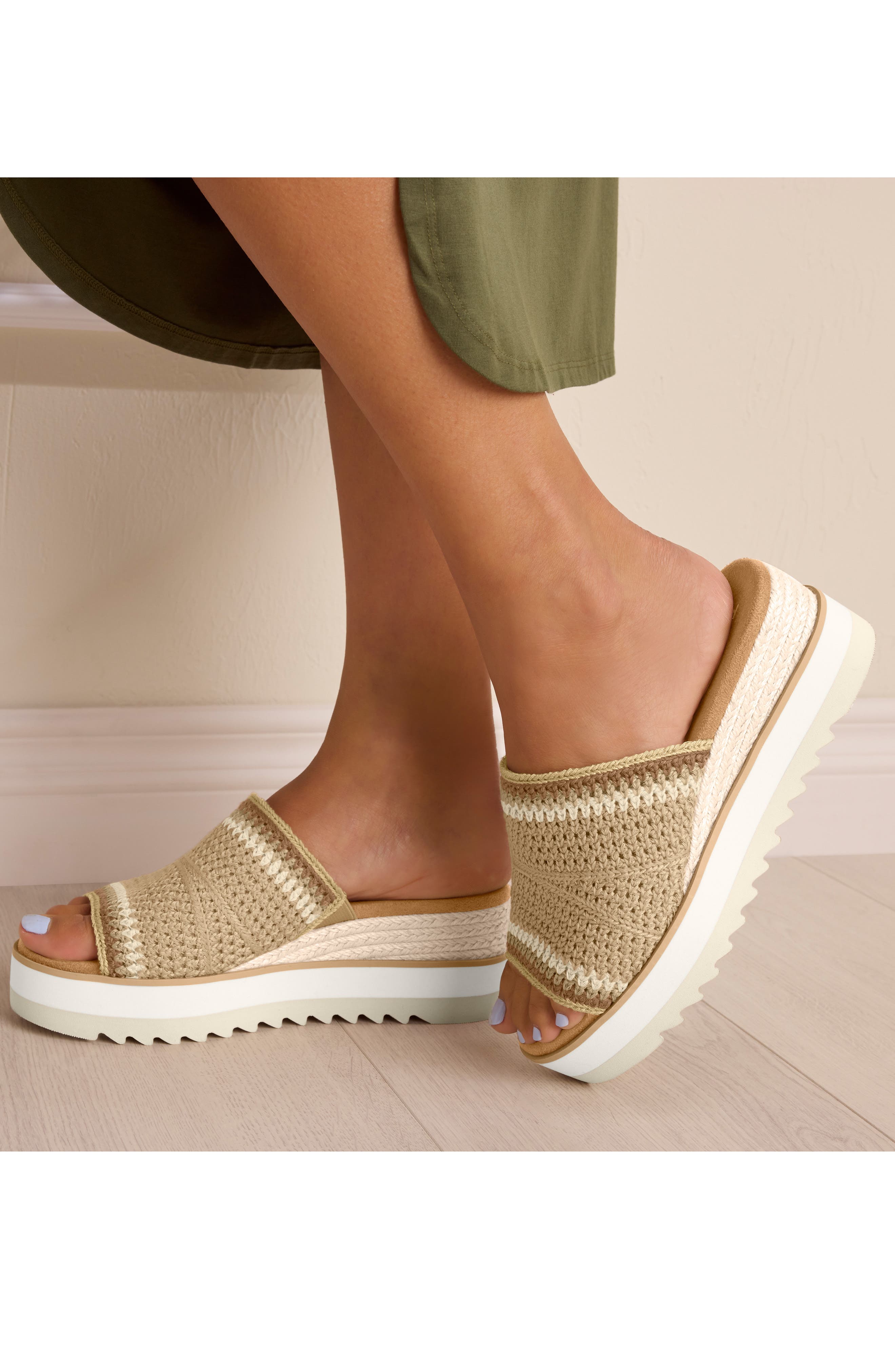 TOMS Dianam Platform Slide Sandal, Alternate, color, Dark Beige
