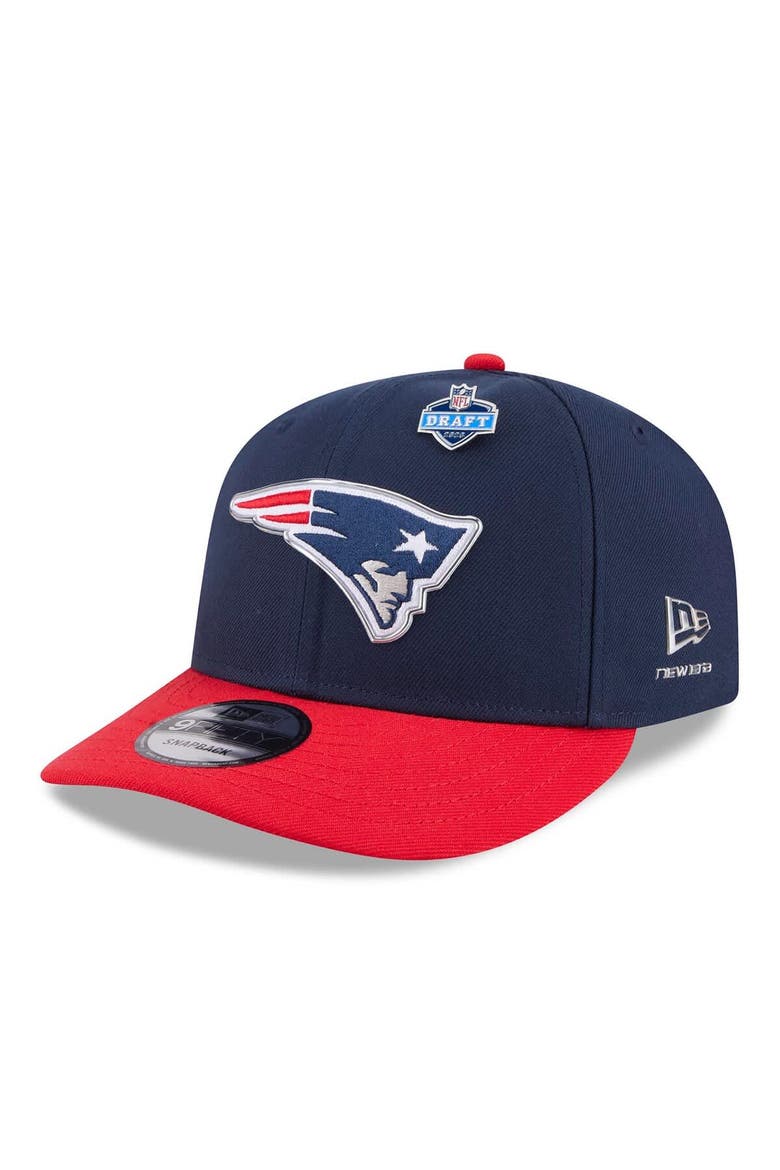 Men's New Era  Navy/Red New England Patriots 2026 NFL Draft On Stage Pre-Curved 9FIFTY Snapback Hat, Main, color, Navy