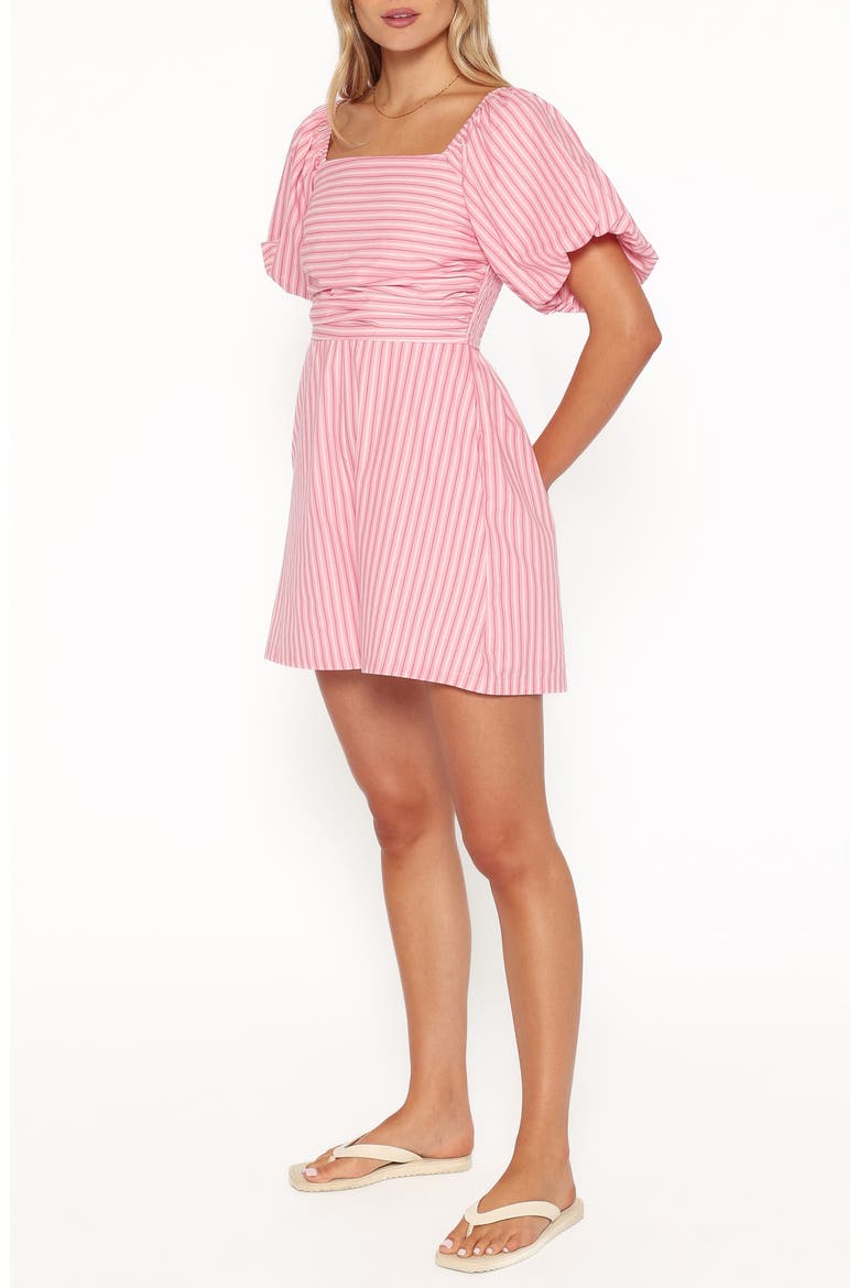 Clo Puff Sleeve Romper, Alternate, color, PINK STRIPE