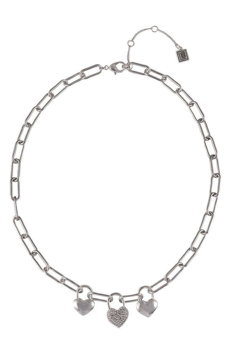 Laundry by Shelli Segal Heart Charm Necklace, Main, color, Silver