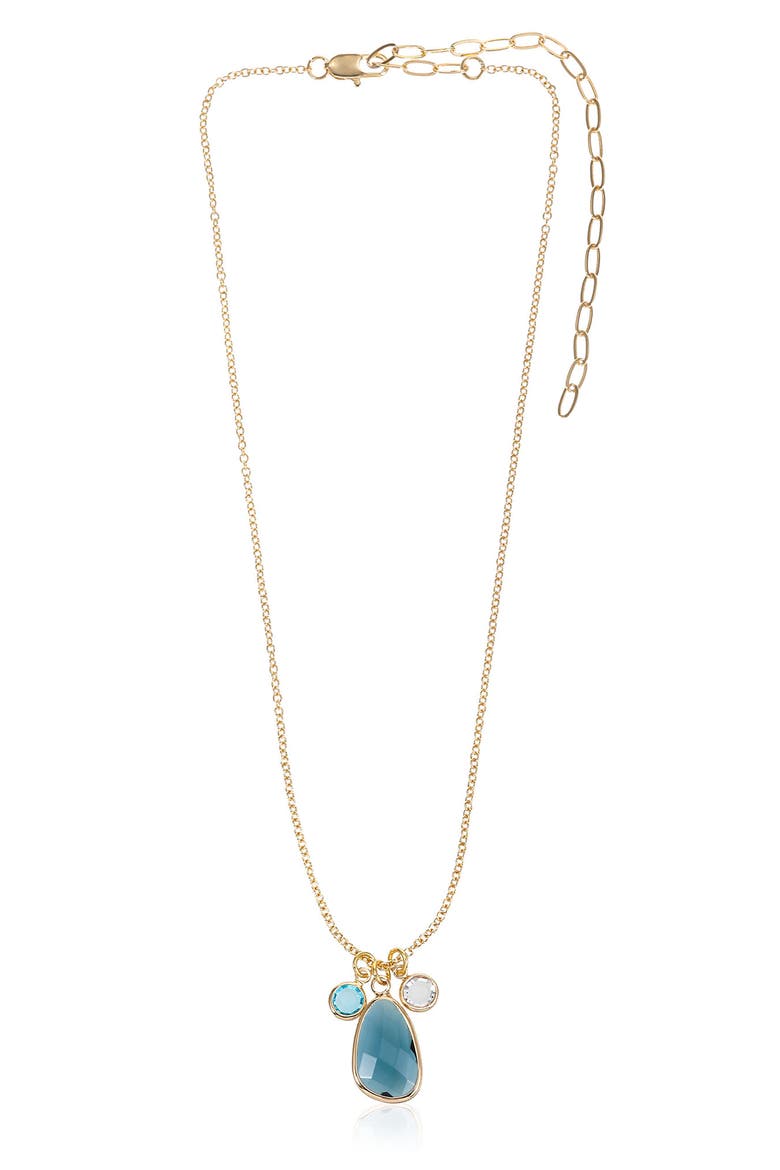 Crystal Drop Pendant Necklace, Main, color, BLUE