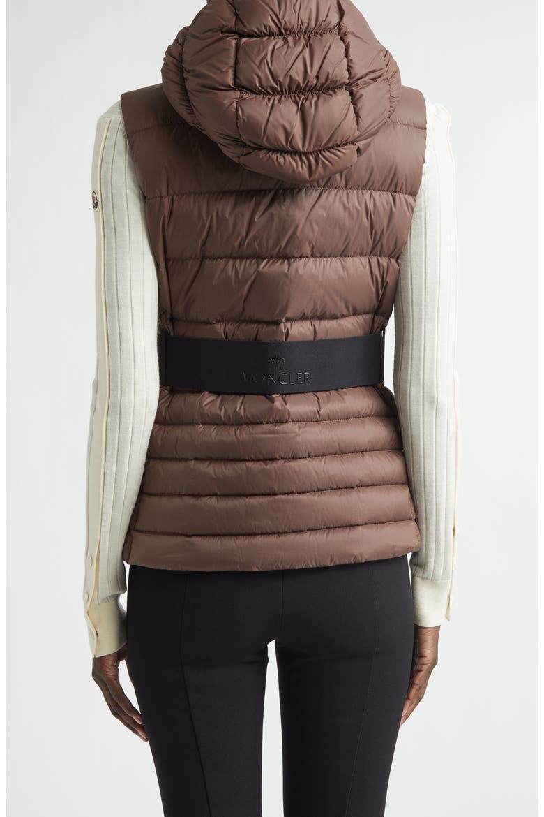 Melia Down Hooded Vest, Alternate, color, BROWN