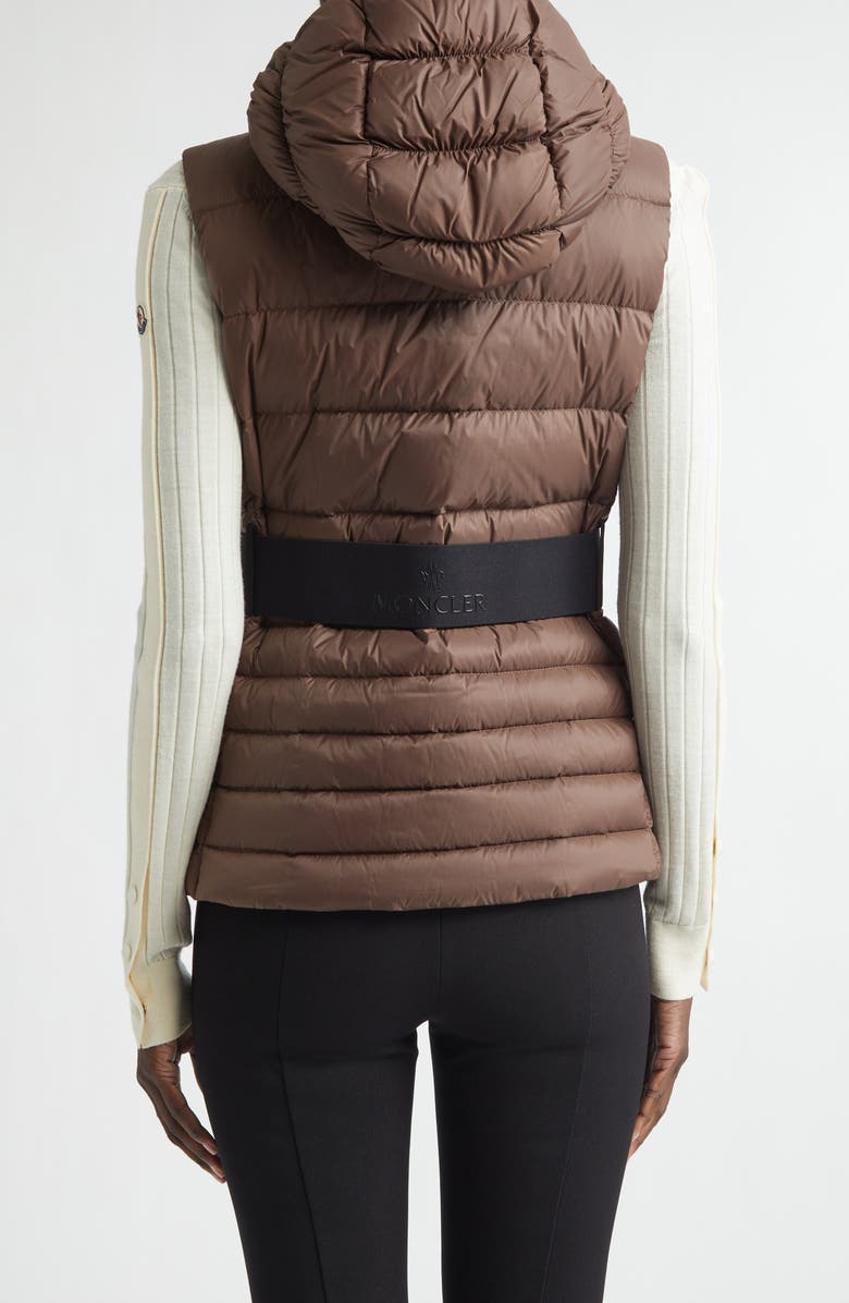 Moncler Melia Down Hooded Vest, Alternate, color, Brown
