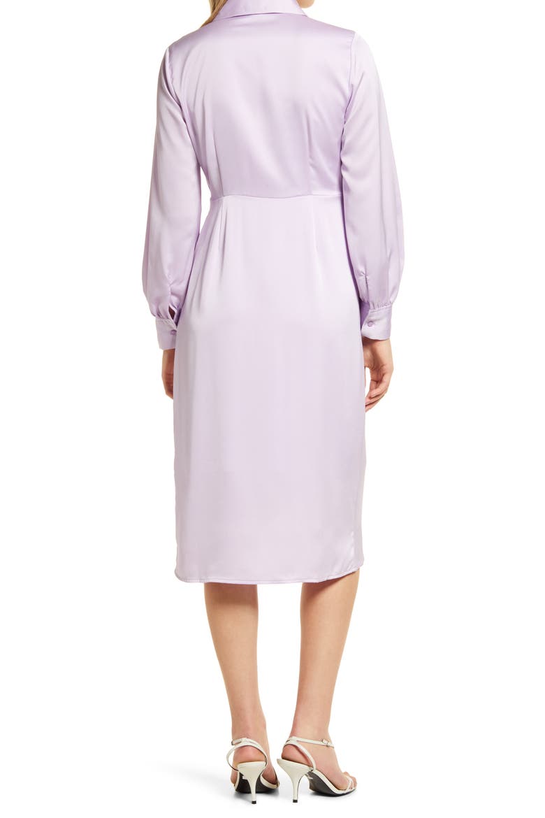 Twist Front Long Sleeve Shirtdress, Alternate, color, PURPLE BLOOM