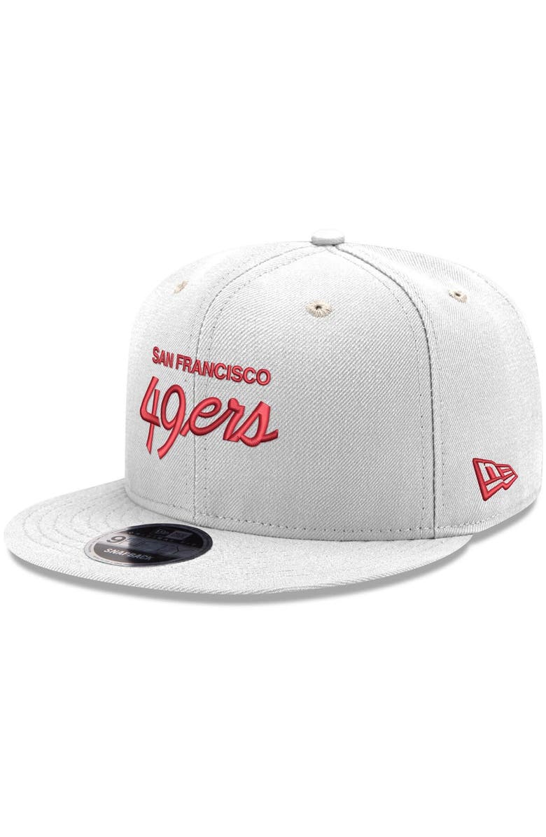 New Era Men's New Era White San Francisco 49ers Script Original Fit 9FIFTY Snapback Hat, Main, color, 