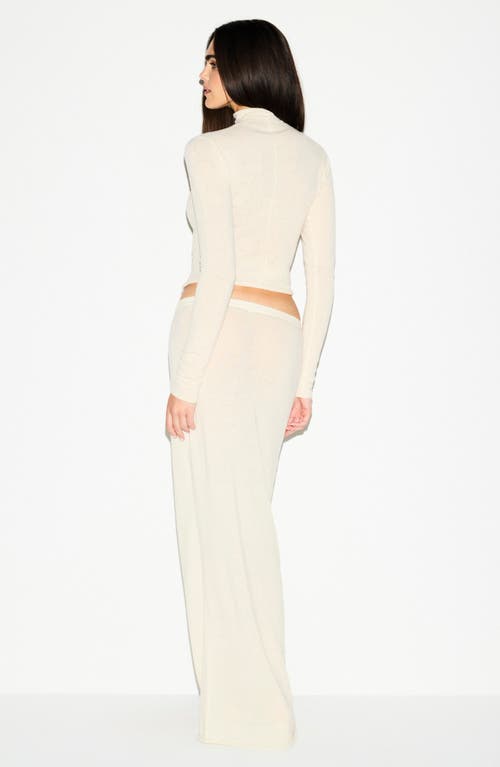Skims Featherweight Cashmere Long Sleeve Turtleneck Top In White