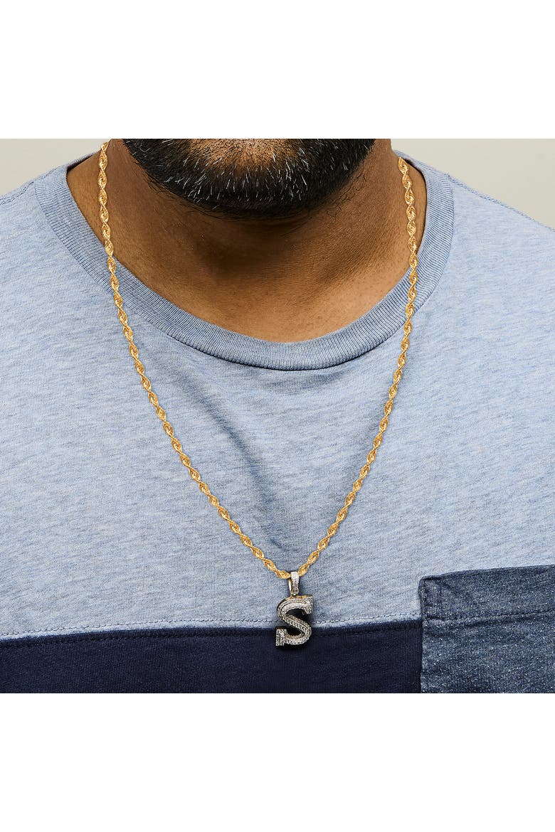 Men's 10K Yellow Gold 1 5/8 Cttw Letter S Initial Pendant Necklace, Alternate, color, Yellow Gold