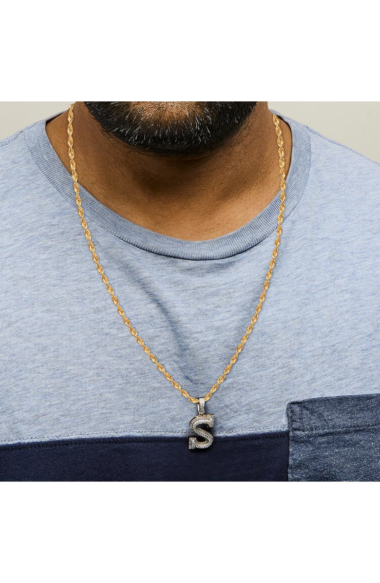 Haus of Brilliance Men's 10K Yellow Gold 1 5/8 Cttw Letter S Initial Pendant Necklace, Alternate, color, Yellow Gold