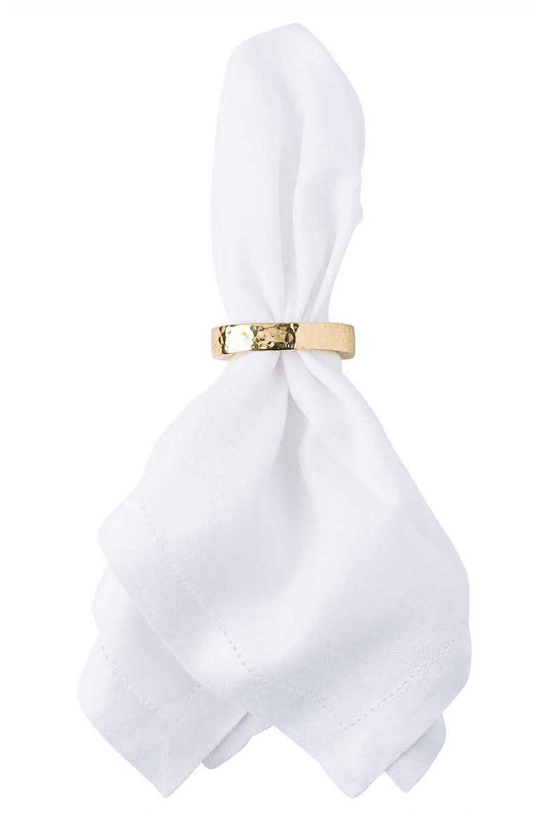 Puro Set of 4 Hammered Napkin Rings, Alternate, color, GOLD
