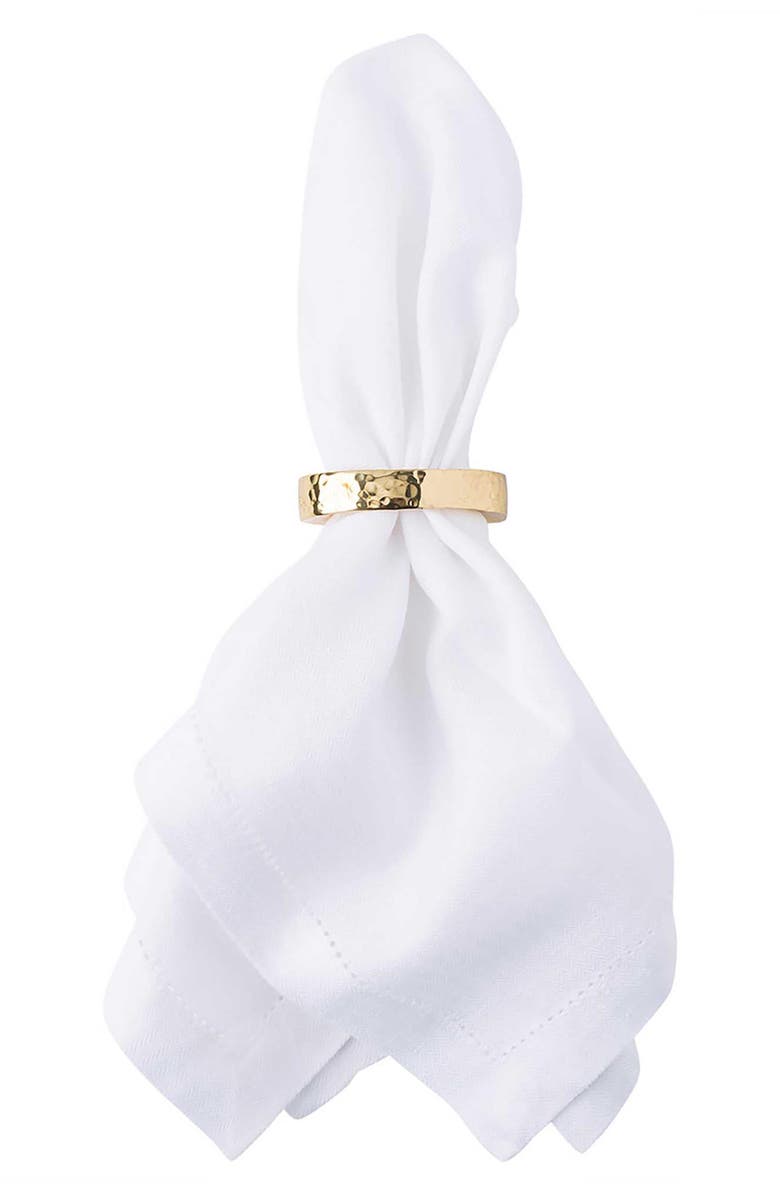 Juliska Puro Set of 4 Hammered Napkin Rings, Alternate, color, Gold